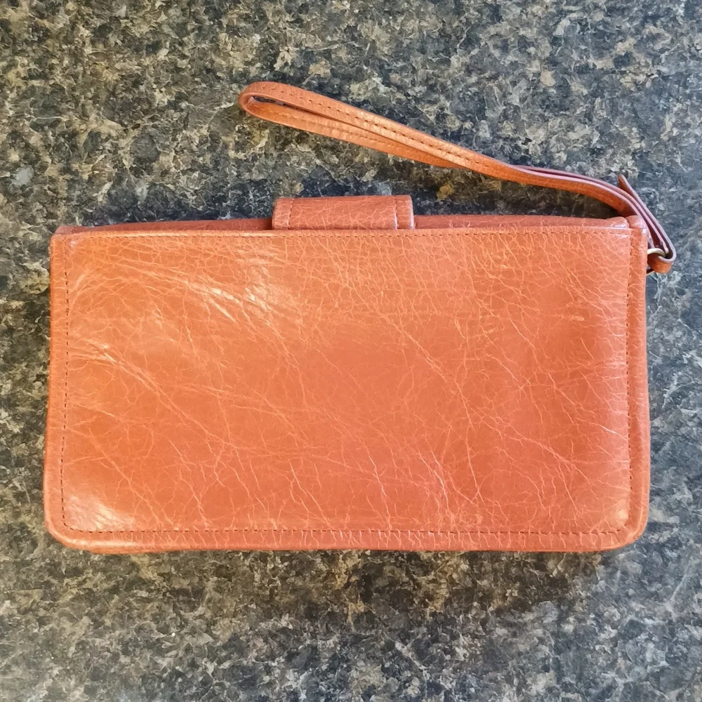 Hobo Brown Leather Wristlet Wallet - Picture 3 of 11